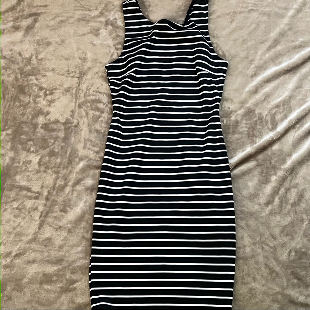 TIMING BLACK & WHITE STRIPPED DRESS